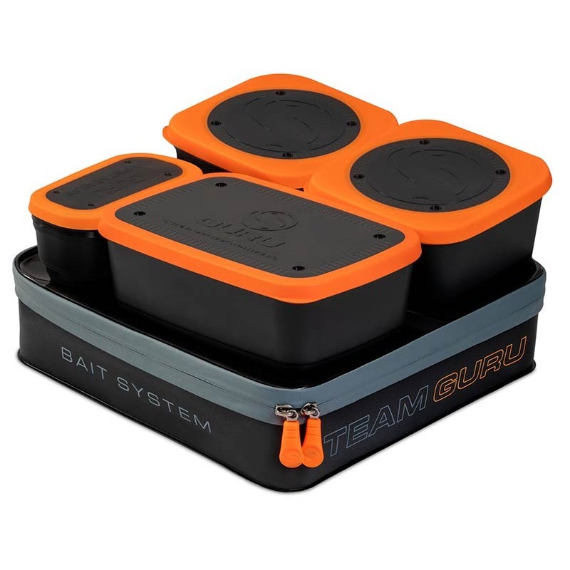 TROUSSE A APPÂTS AVEC BOITES  TEAM GURU BAIT SYSTEM GURU