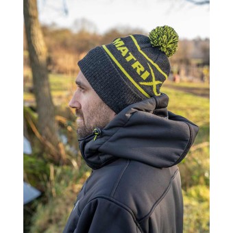 BONNET LIME ET GREY BOBBLE HAT MATRIX