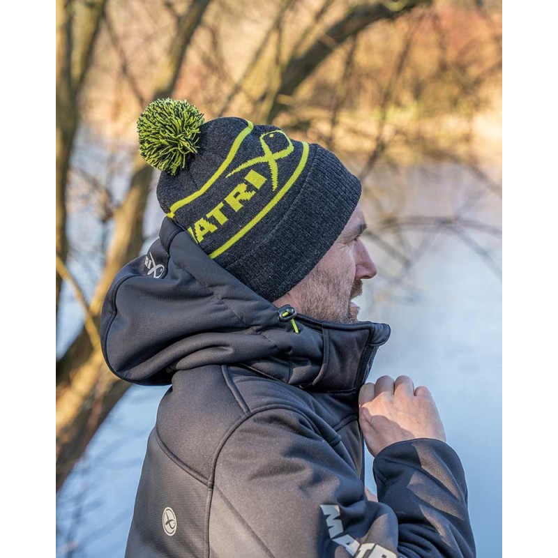 BONNET LIME ET GREY BOBBLE HAT MATRIX