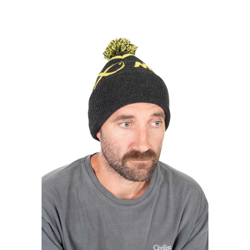 BONNET LIME ET GREY BOBBLE HAT MATRIX