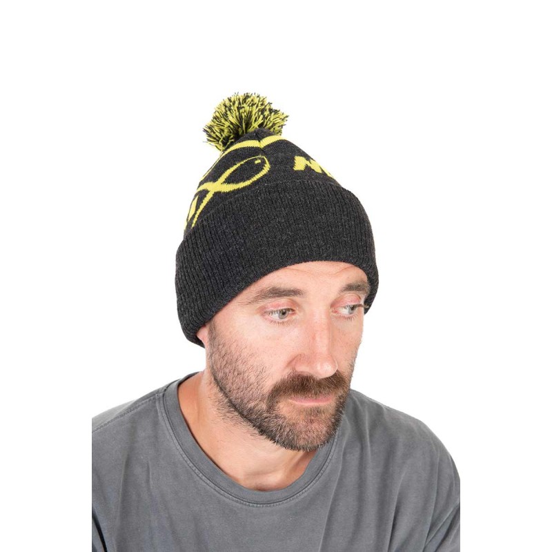 BONNET LIME ET GREY BOBBLE HAT MATRIX