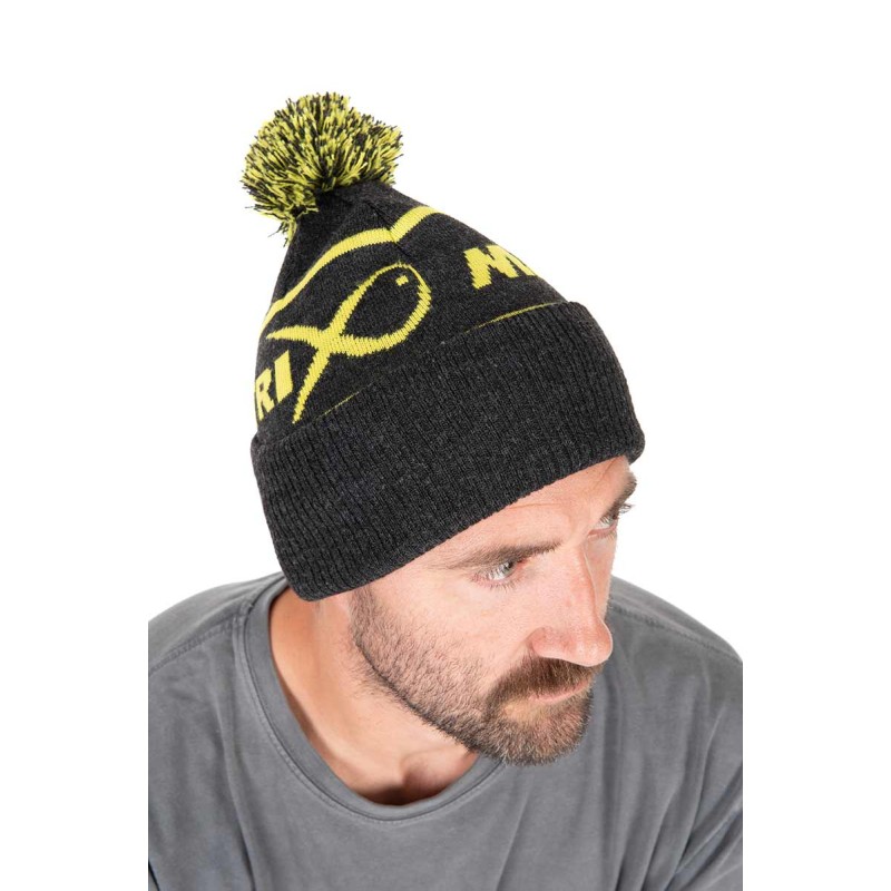 BONNET LIME ET GREY BOBBLE HAT MATRIX